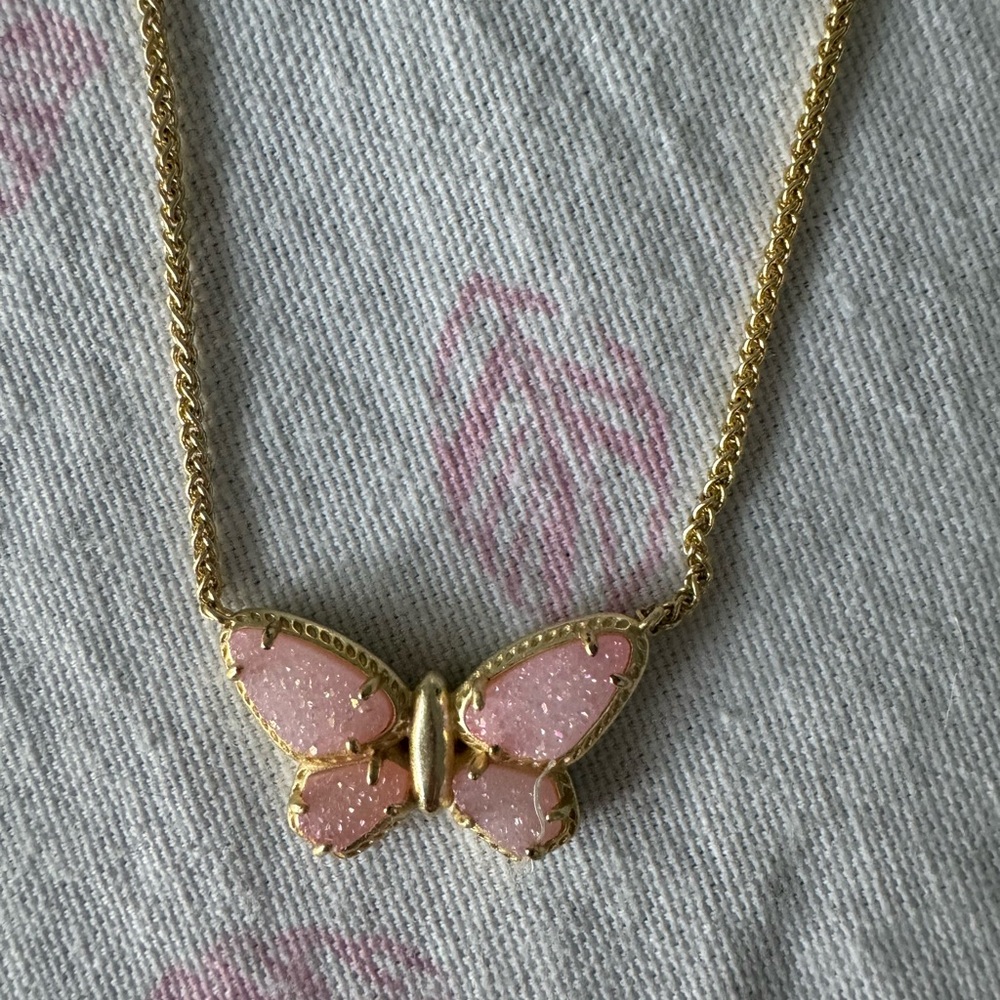 Kendra Scott Gold and Pink Butterfly Necklace